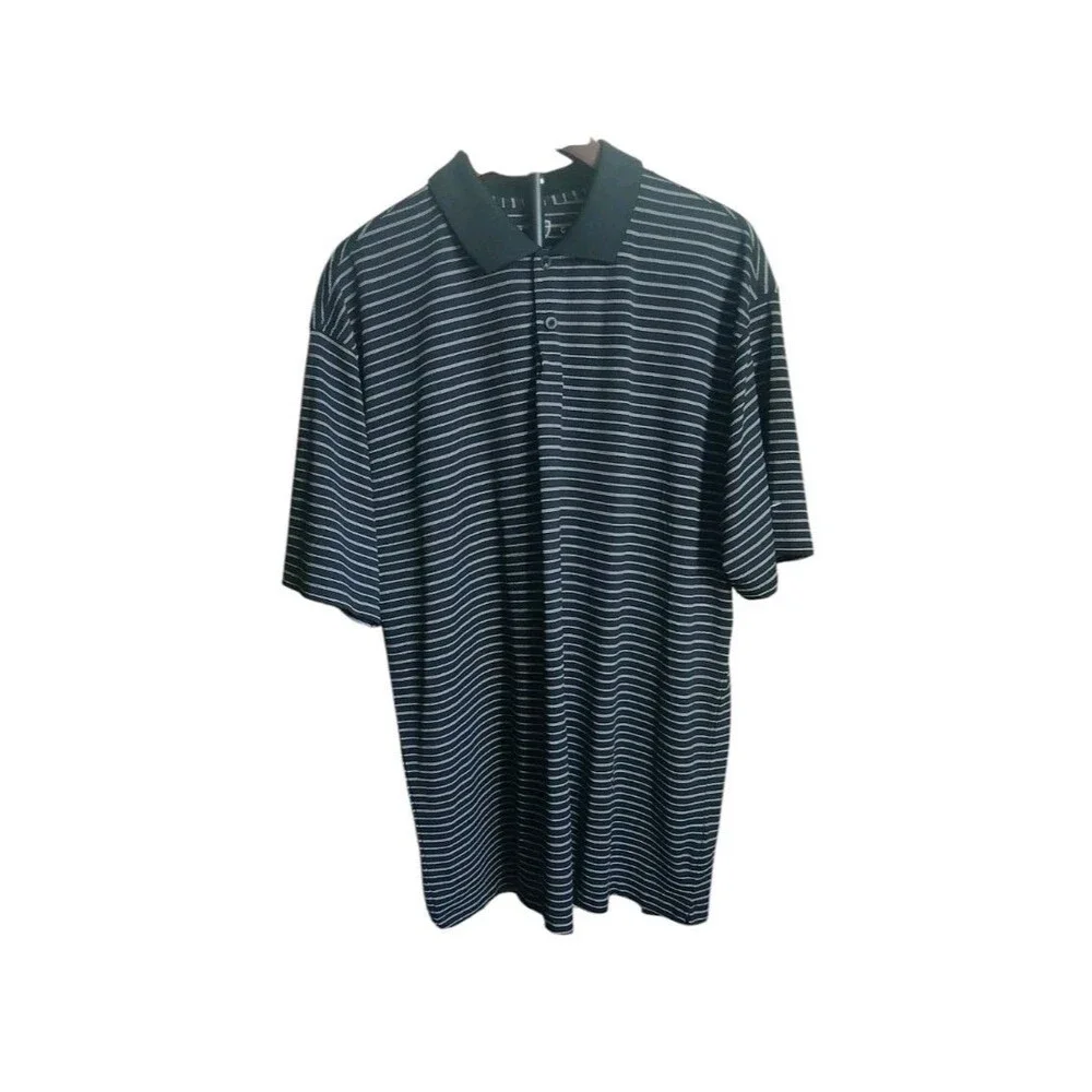 NIKE GOLF Tour Performance Men's Size XL Dri Fit Golf Black Stripe Polo Shirt